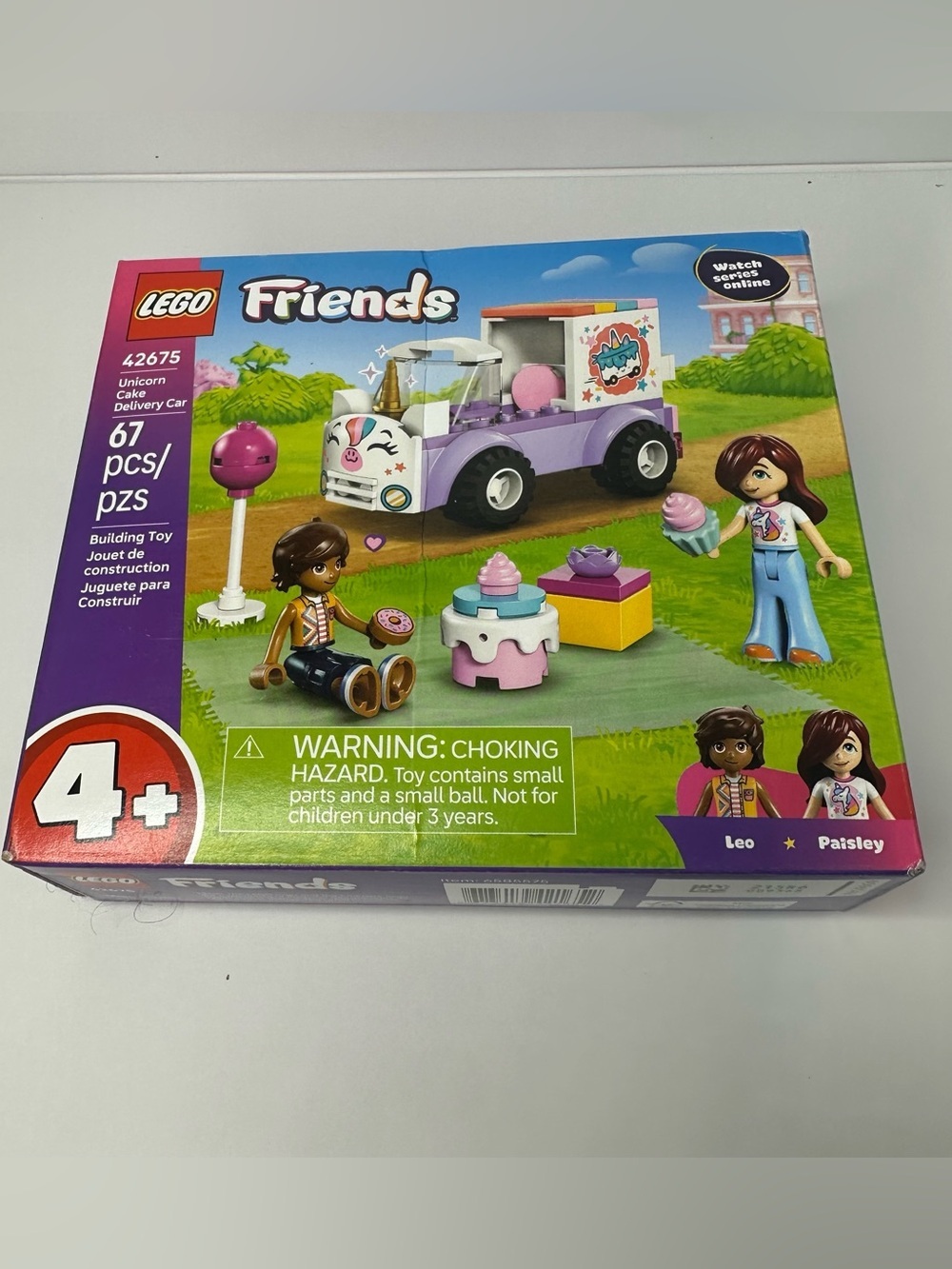 LEGO Friends 42675 Unicorn Cake Delivery Car 67 Pieces Leo Paisley Boxed Set